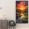 (Big Size)Landscape At Sunset - 11CT Stamped Cross Stitch - 40*70cm - Natural
