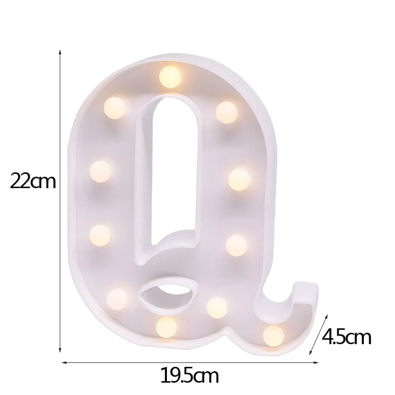 DIY LED Letter Night Light Creative 26 English Alphabet Number Battery Lamp Romantic Wedding Party Decoration