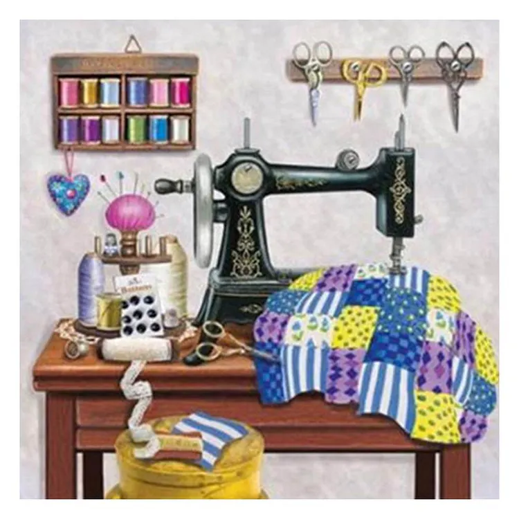 Sewing Machine Round Full Drill Diamond Painting 30X30CM(Canvas) gbfke
