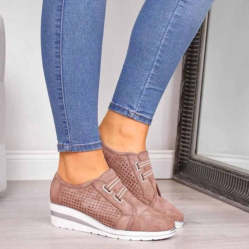 2020 Flock New High Heel Lady Casual Women Sneakers Leisure Platform Shoes Breathable Height Increasing Shoes Women Flats