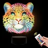 Animal Diamond Painting Night Light Diamond Art Lamp Home Decoration (Leopard)
