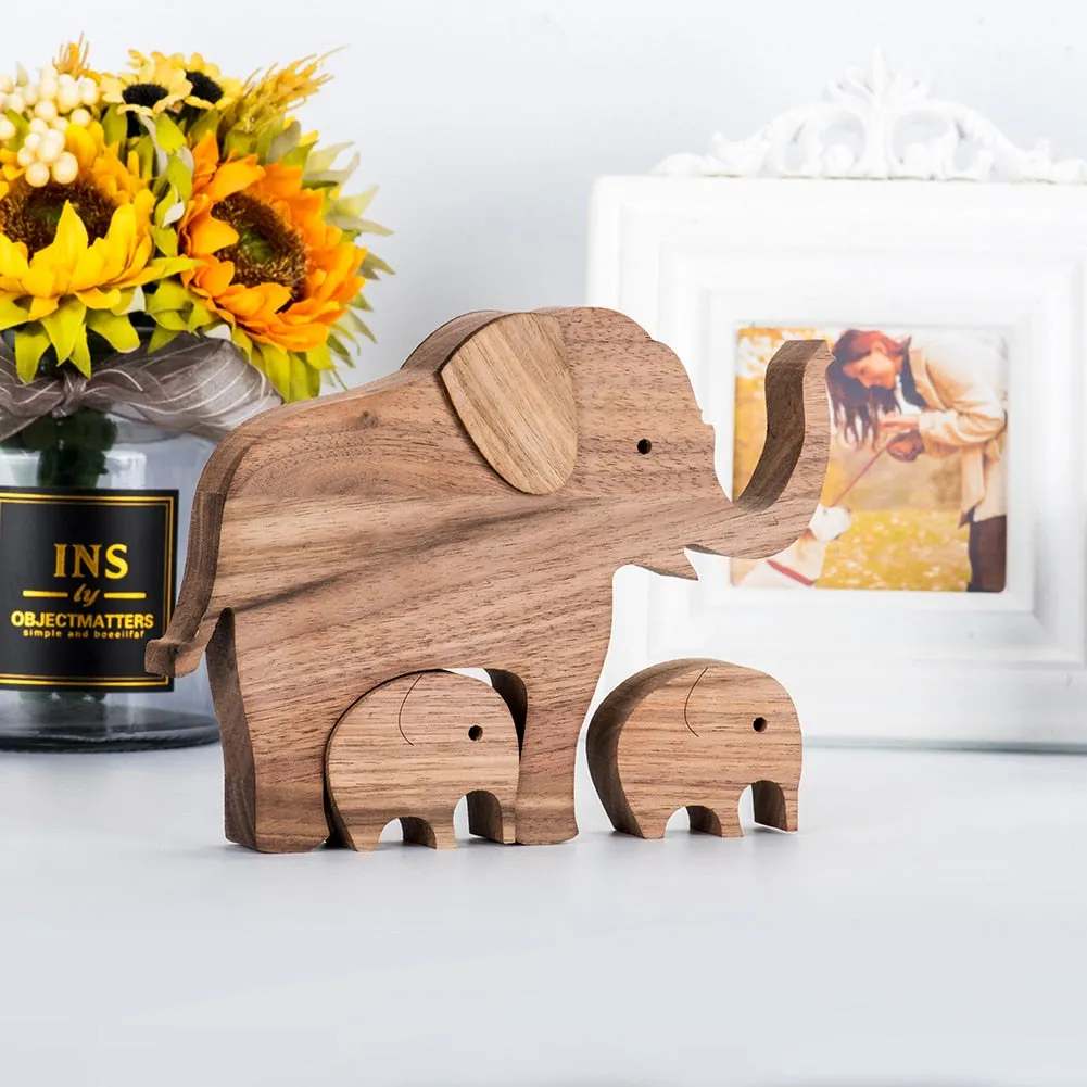 Puppy Family Wood Dog Carving Ornament Christmas Decoration Home Decor Figurine Desktop Table Sculptures For Dog Pet Lover Gifts