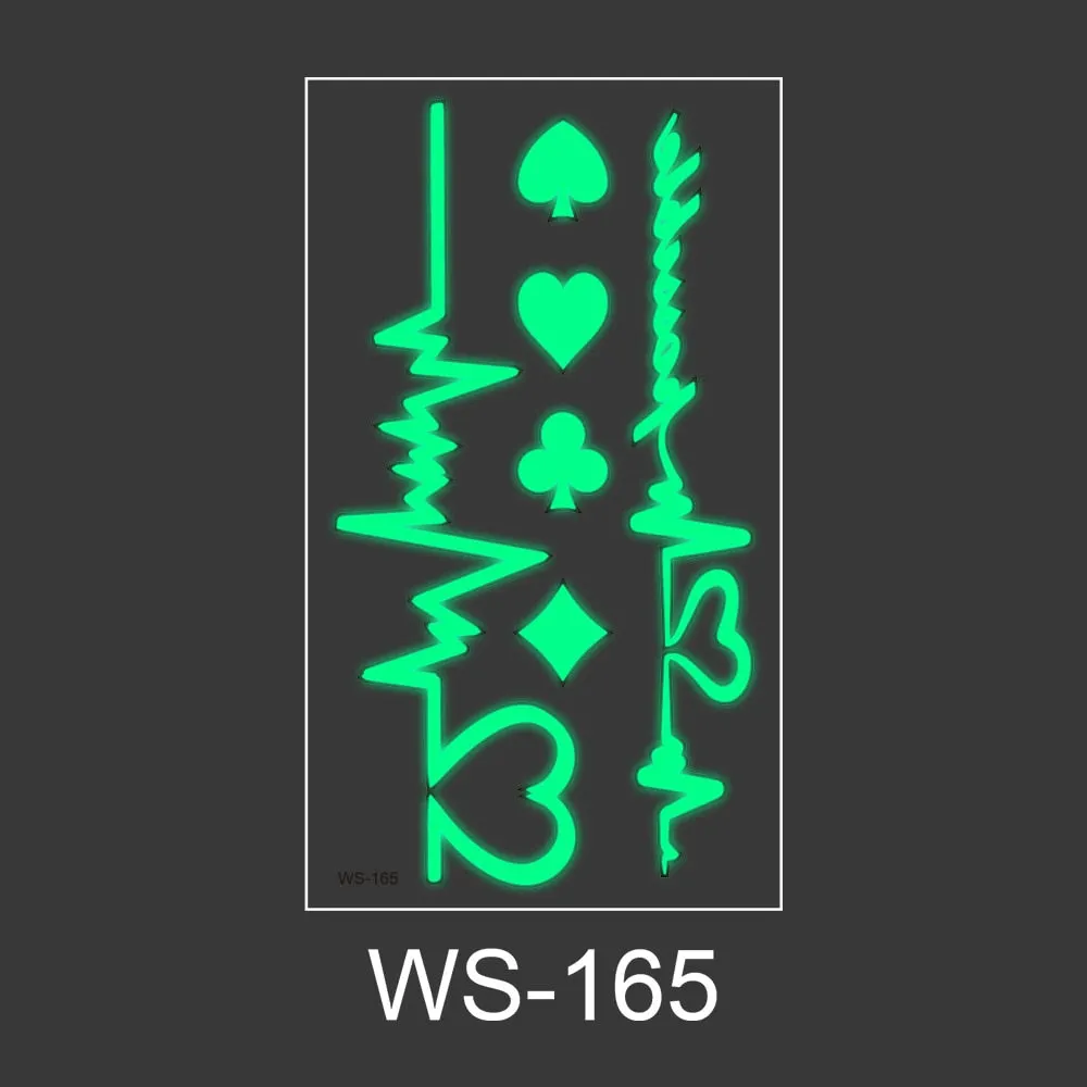 Luminous Tattoo Sticker Nightclub Bar Music Festival Carnival Tattoo Sticker Fluorescent Musical Note Glowing Cool Face Sticker