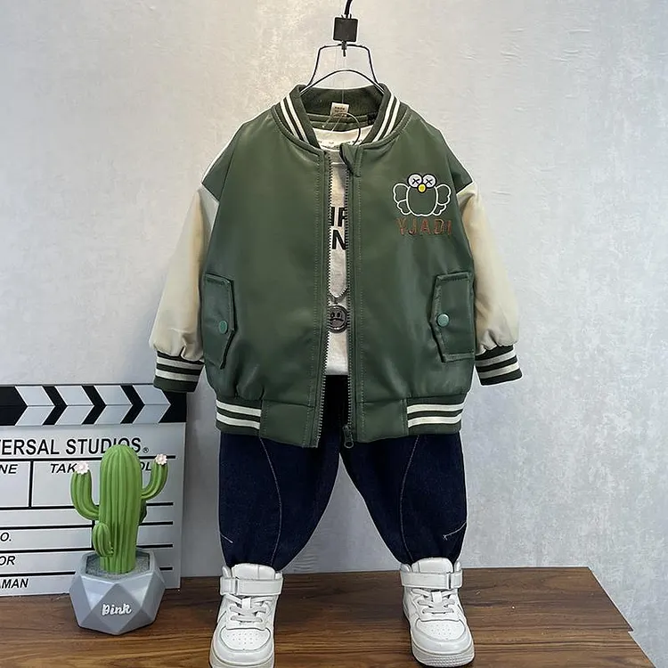 Toddler Boys Jackets Boy's Leather Jacket Jacket Baseball Uniform Children