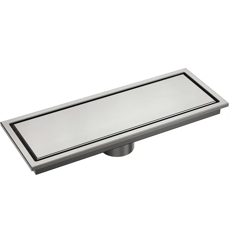 EVERSTEIN 11.8" x 4.3" Rectangular Stainless Steel Shower Drain Brushed Nickel SFS-3067-NK 