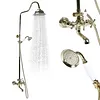 [US Local Warehouse] Antique Gold Shower Head Set with Knobs Mixer Tap Vintage Rainfall Showers Faucet Wear Resist for Home Bathroom Hotel SPA