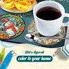 6Pcs/set Diamond Painting Wooden Snowman Coaster Cup Cushion With Holder