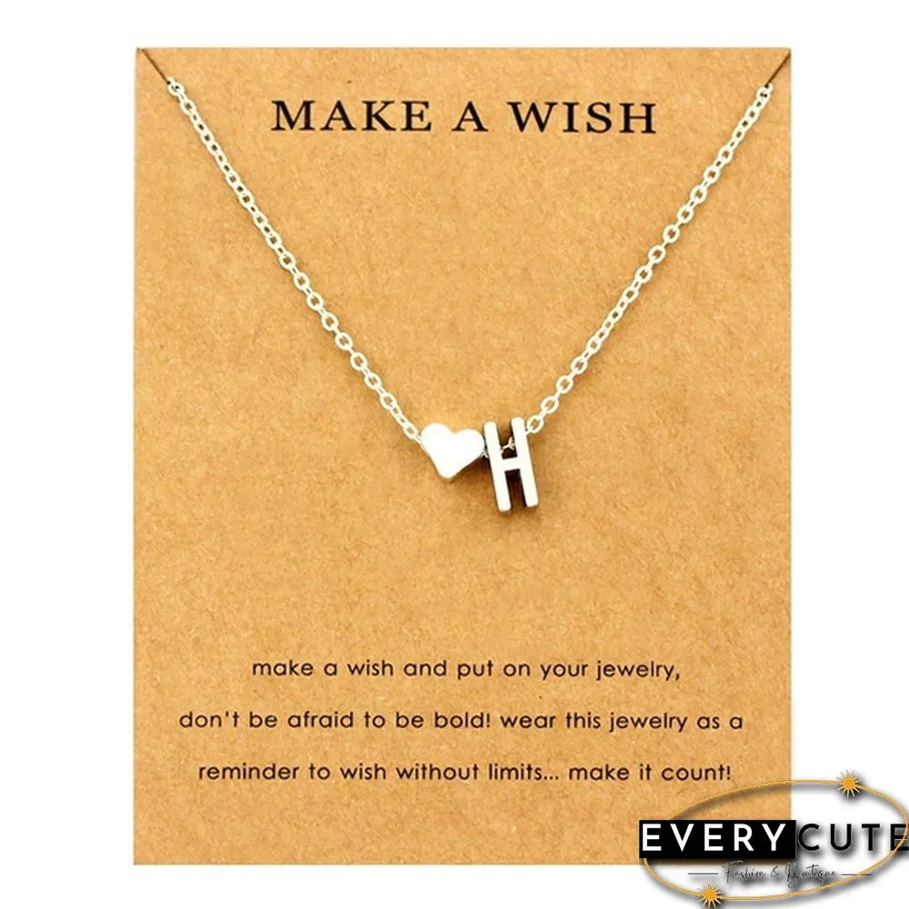 Fashion 26 Letters Sweater Chain Necklace Tiny Love Heart Pendants for Women Collier Lovers Gift Choker Necklace Pendant Gifts Jewelry Friendship Gifts