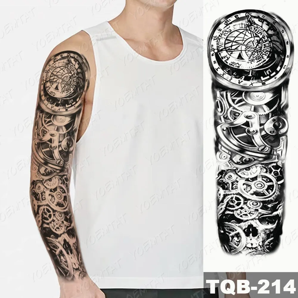 Large Arm Sleeve Tattoo Owl Angel Rose Waterproof Temporary Fake Tatoo Sticker Skull Fox Wings Men Women Full Totem Tatto Artes