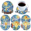 (US Local)6pcs DIY Sailboat And Sea Diamond Art Crafts Coaster Full Drill Diamond Coaster