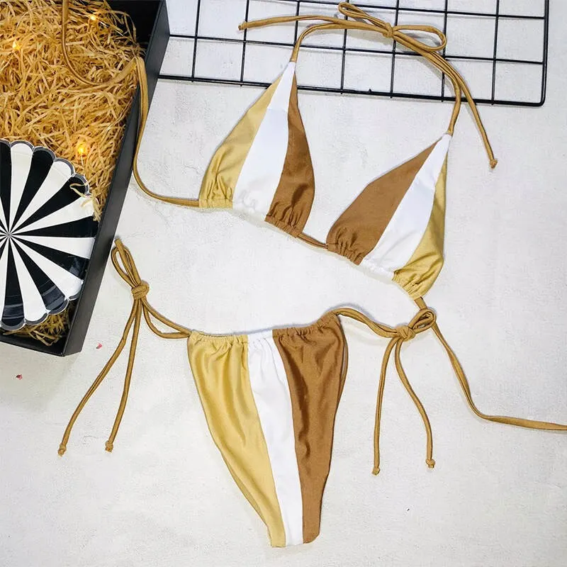 Peachtan Halter Leopard Bikini 2020 Ladies Swimwear Women Sexy Swimsuit Female Bathing Suit Summer Beach Wear Micro Bikini Set