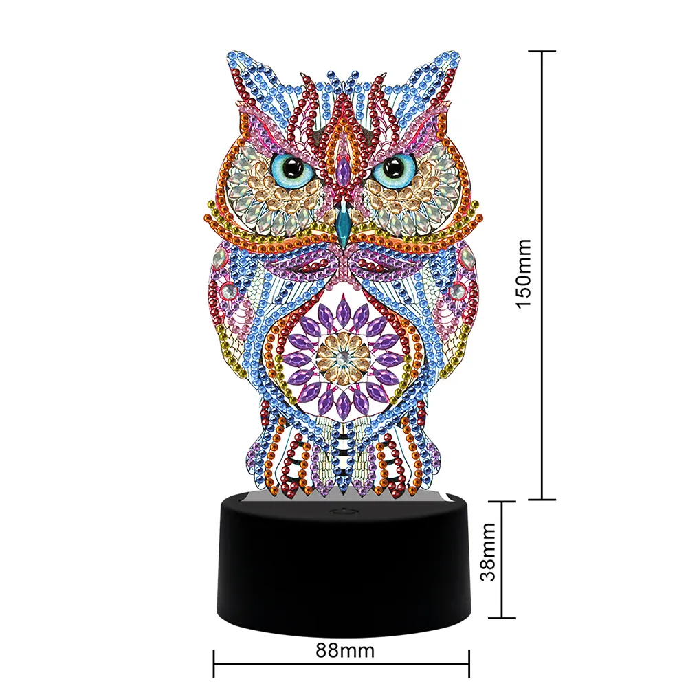 DIY Special Shaped Diamond Painting Owl LED Light Cross Stitch Embroidery