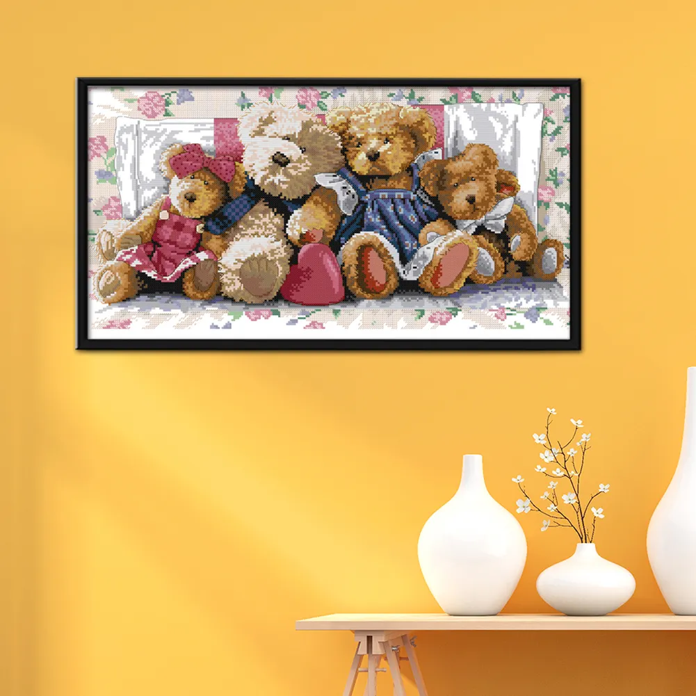 14ct Stamped Cross Stitch - Little Bear Family(54*31cm)