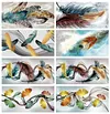 (Multi-Style Round) （Big Size） Feather Flower Leaves - Full Diamond Painting 80*40cm