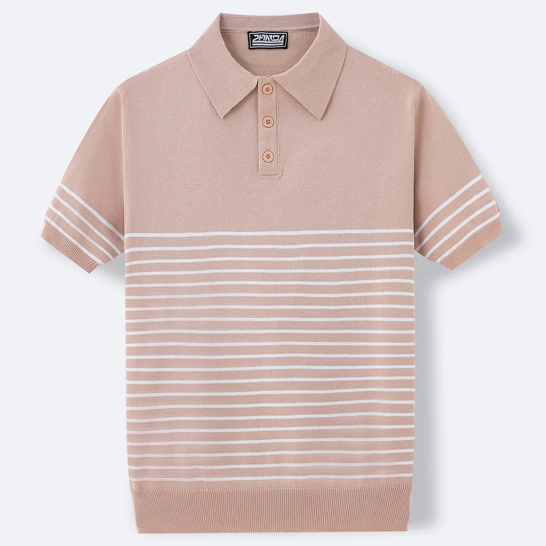 Uveng Uveng Men's Men's Casual Ball Striped Knits Ice Shuang Silk Knitting Business Polo Shirtsy0151