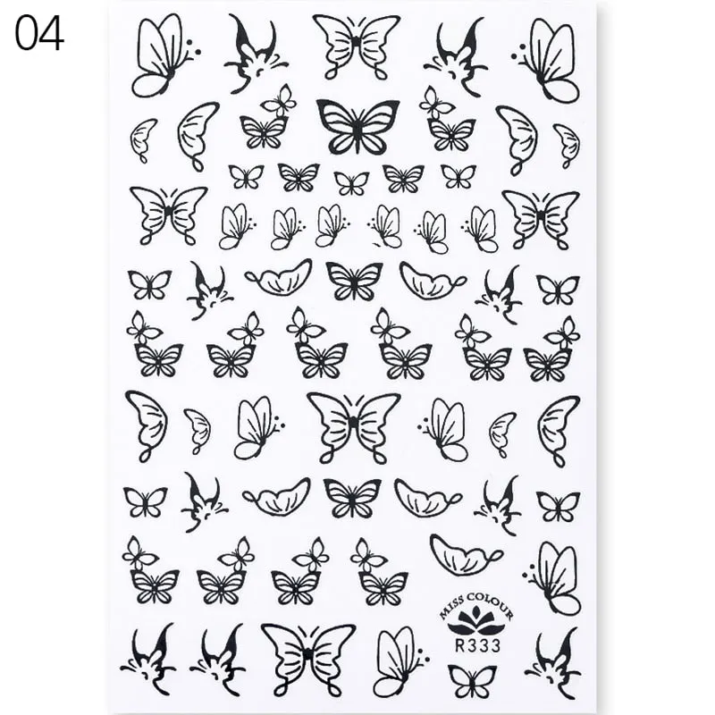 1 Sheet iridescent Butterfly 3D Nail Sticker Colorful Butterfly Nail Art Transfer Sticker Slider DIY Nail Art Decoration