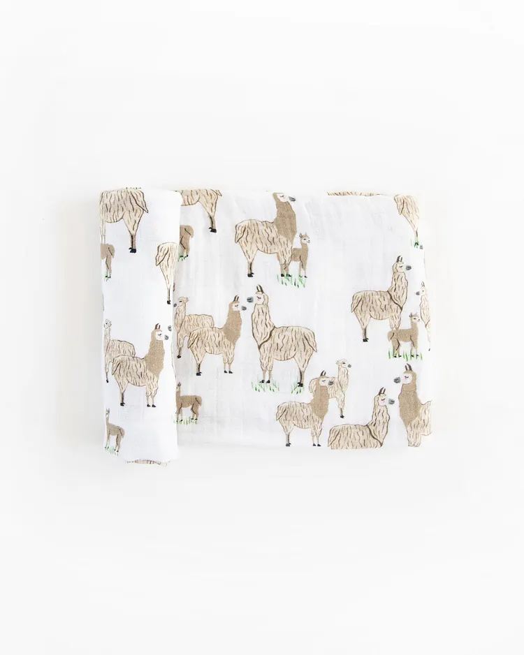 Cotton Muslin Swaddle Blanket - Llama Llama
