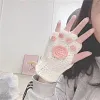 Girls Gift Idea Hand Woven Half Fingers Cat Paws Wool Gloves