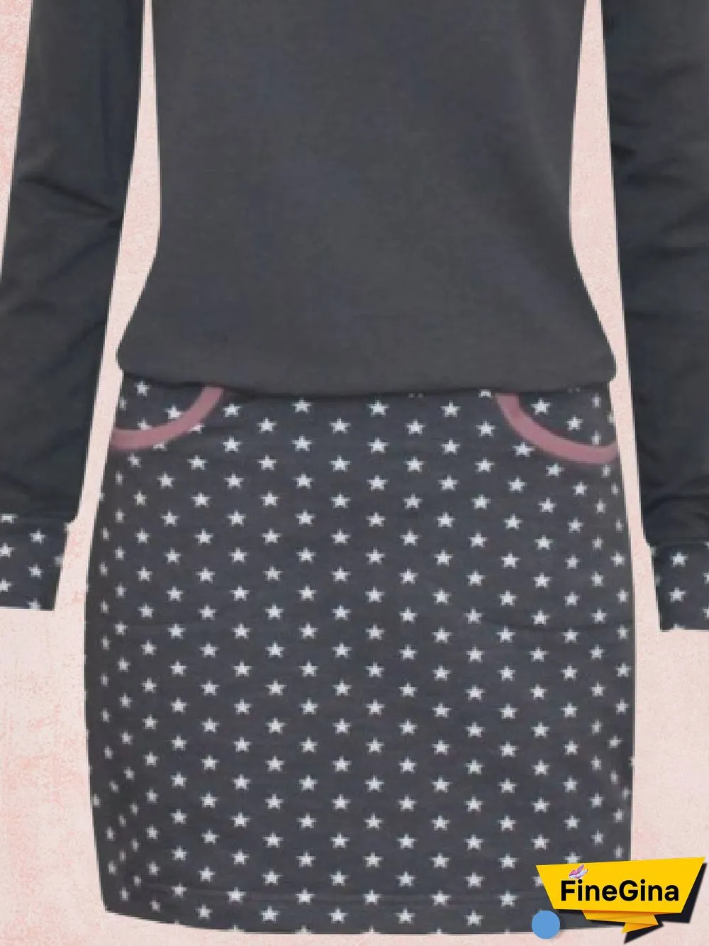 Gray Casual Long Sleeve Paneled Knitting Dress