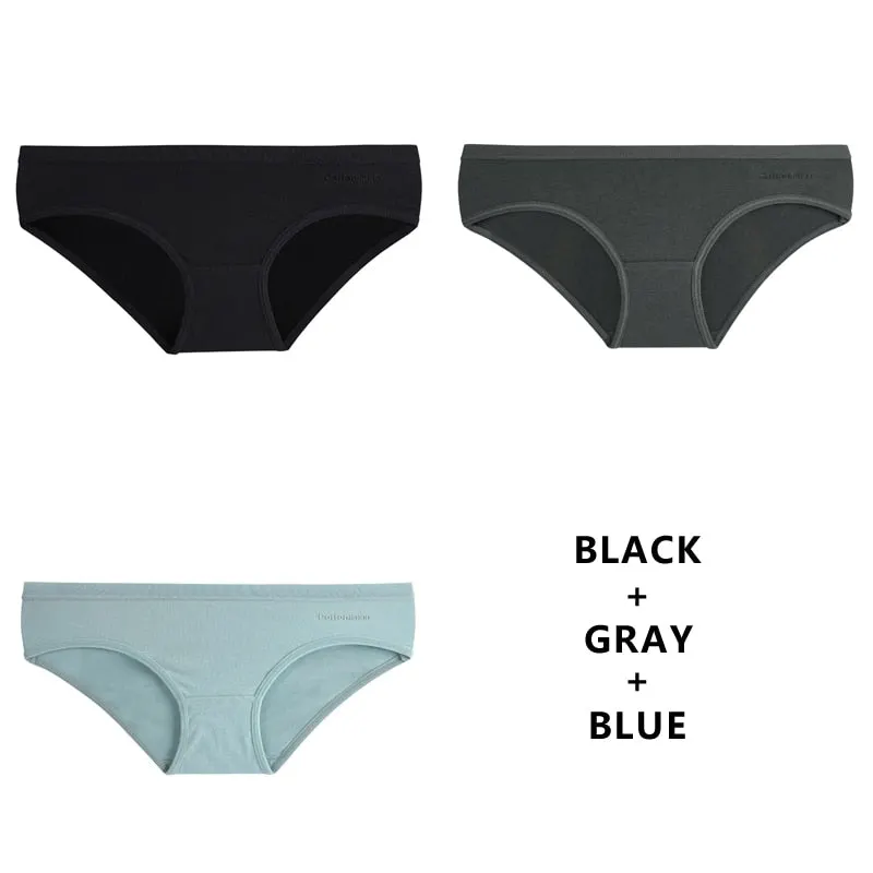 TERMEZY 3PCS Women Sexy Panties Cotton Underwear Solid Briefs Girls Low-waist Lingerie G String Soft Breathable Intimates XXS-L
