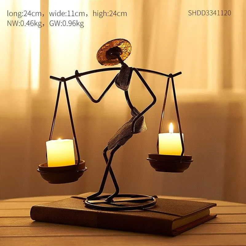 Creative Metal Candlestick Character Model Golden Candle Holder Living Room Home Decor Office Desktop Decor Accessories Gifts 1029