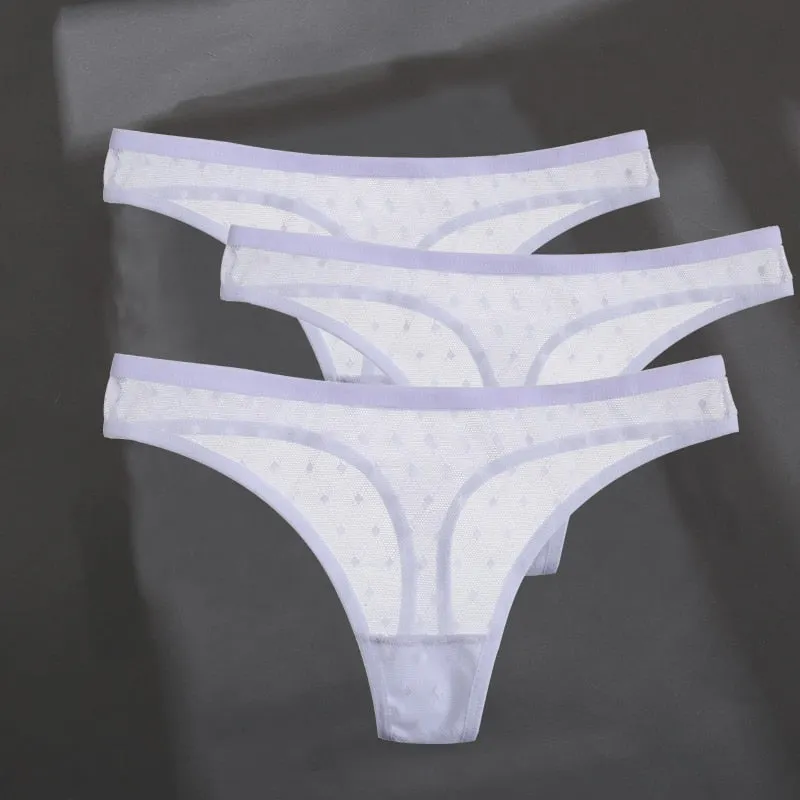 3PCS/Set Women's Panties Sexy G-String Perspective Woman Thong Low-waist Underpants Hollow Out T-back Female Underwear Lingerie