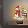(US Local)Acrylic Double Sided Xmas Snowman 5D Diamond Painting Night Light for Tabletop