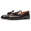 Handmade Mens Brown Leather Boat Loafers Dress Wedding Shoes
