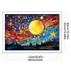 Stained Glass Moon Starry Sky-Full Embroidery 3 Strands 11CT Stamped Cross Stitch-60*40CM-Large Size