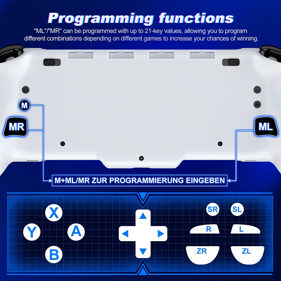 Switch Controller for Switch/Switch OLED, QQV One-Piece Joypad Controller Replacement for Switch Pro Controller, Switch Controllers Remote with Adjustable TURBO,RGB