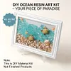 DIY Resin Beach Art Craft Kit with Frame, Resin Art Sea Glass Craft, Ocean Color Design, Materials for Adults Home Decor Desk Display, Ocean Themed DIY Kit Set and Creative Birthday Gift