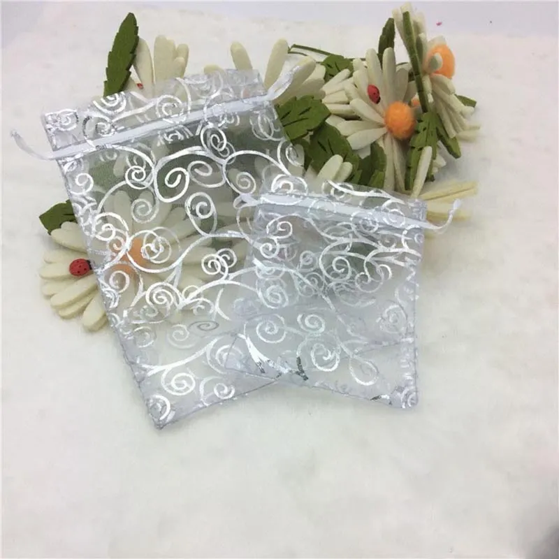 10Pcs Silver Rattan Organza Bags Wedding Home Christmas Decoration Favors Gifts Craft Jewelry Packaging Organza Pouches