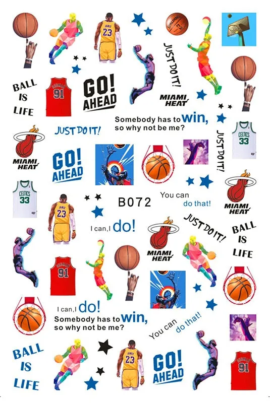 3D Sport Nail Art Sticker Cartoon Constellation Nail Decals Manicure Gymnastics Back Glue Sticker for Nails Decoration
