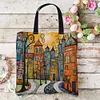 Colorful Houses-11CT DIY Stamped Cross Stitch Shopping Bag 40*40cm/15.75*15.75in