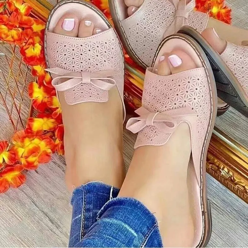 Women Shoes Sandals Hollow Out Bowknot Women Sandals Shoes Woman Walking Shoes Slip On Sandals Woman Slipper Footwear Female