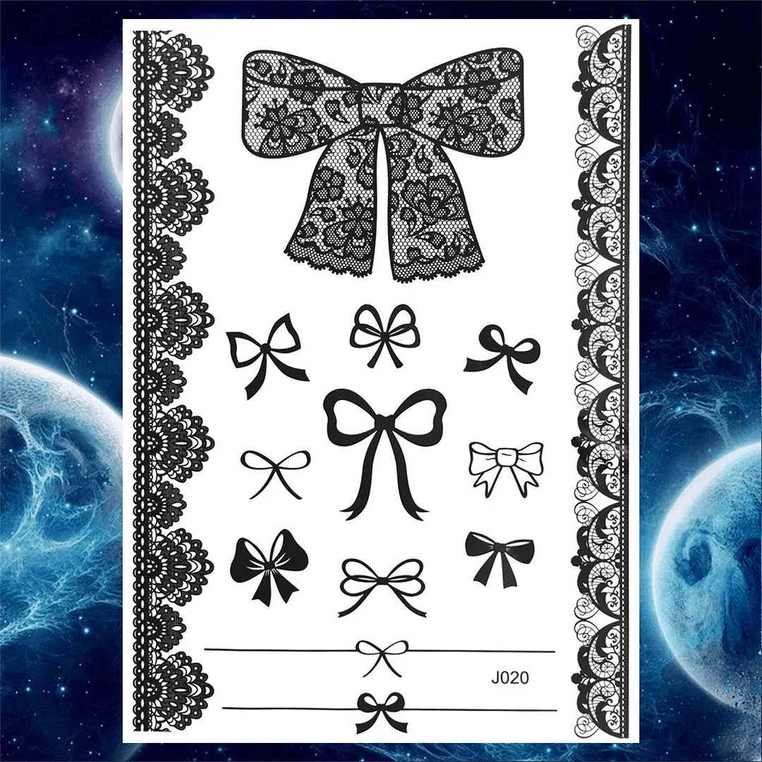 Sexy Black Henna Temporary Tattoos For Women Girls Lotus Flower Lace Tattoo Sticker Fake Jewelry Mandala Body Chest Tatoos Paper