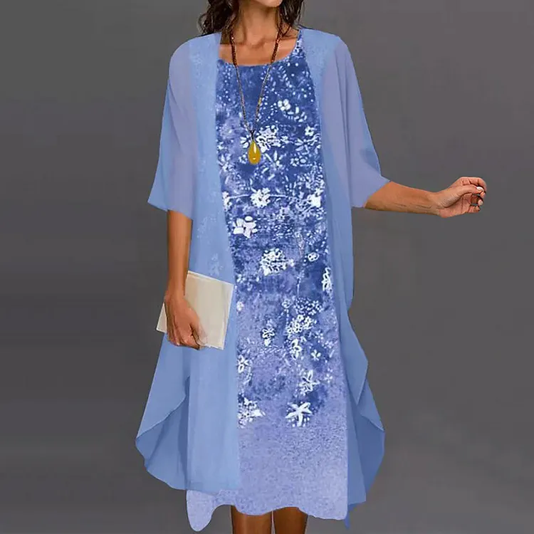 Elegant Fashion Chiffon Dress Two Piece Set