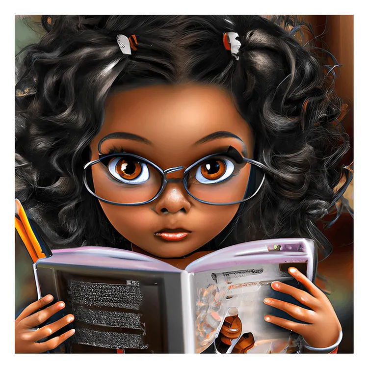 Curly Black Girl 30*30CM(Canvas) Full Round Drill Diamond Painting gbfke