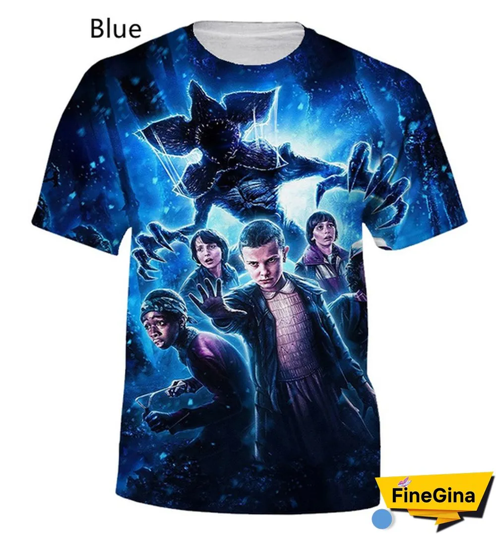 Horror Drama Stranger Things Print 3D T-Shirt Summer Fashion Casual Short-Sleeved T-Shirt