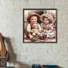 Poup&eacute;e gar&ccedil;on et fille-perceuse ronde peinture diamant-40*40cm