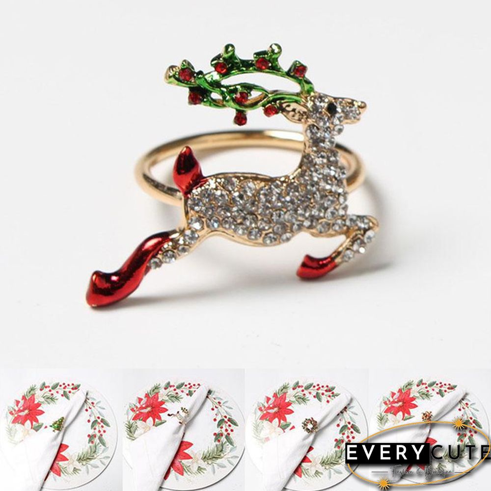 Metal Christmas Napkin Rings Holders Wreath Elk Christmas Tree Ring for Holiday Christmas Thanksgiving Home Table Decoration