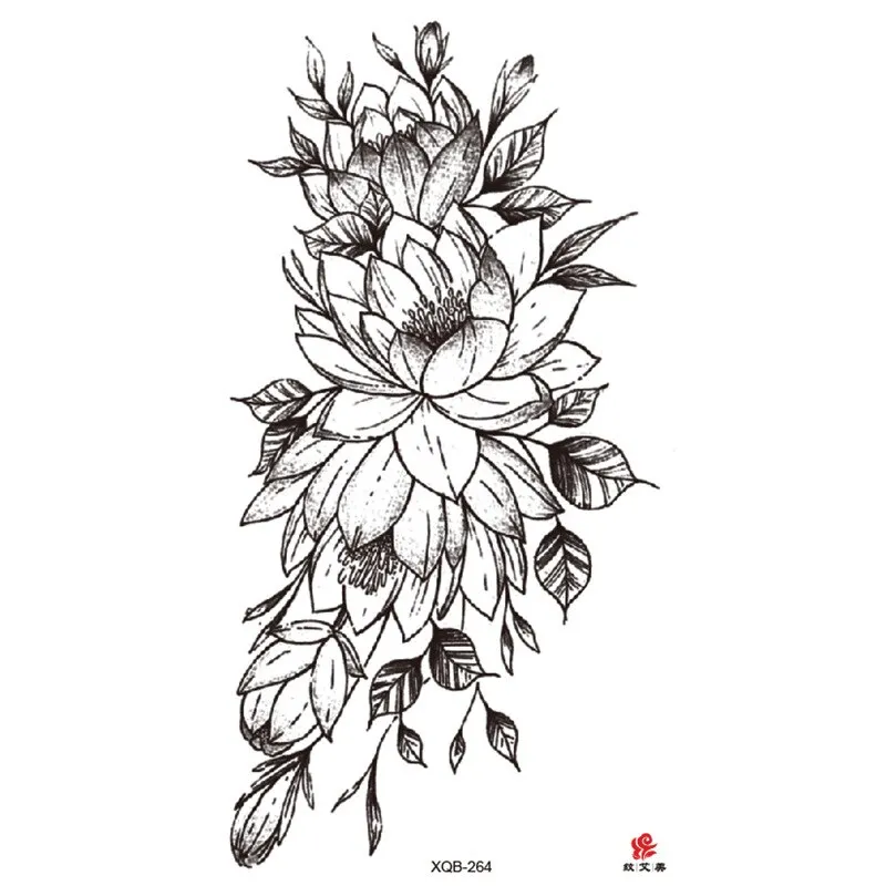 Sdrawing Temporary Sleeve Tatooo Stickers Tiger Lion Elephant Rose Flowertattoo Arm Body Art Fake Tatoo Male Female Black