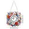 (US Local)Acrylic Special Shape Independence Day Wreath 5D Diamond Painting Clock