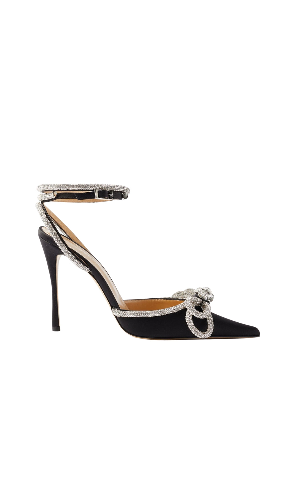 Bow Crystal Satin Heels In Black Flowering Girl