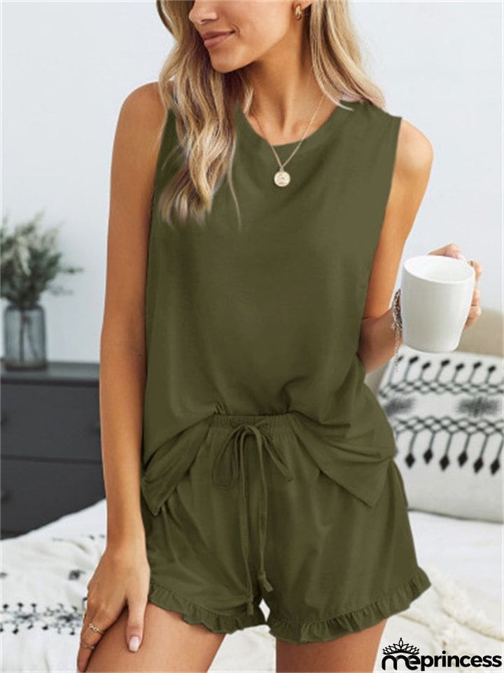 Women's Loose Cozy Round Neck Sleeveless Summer Sets