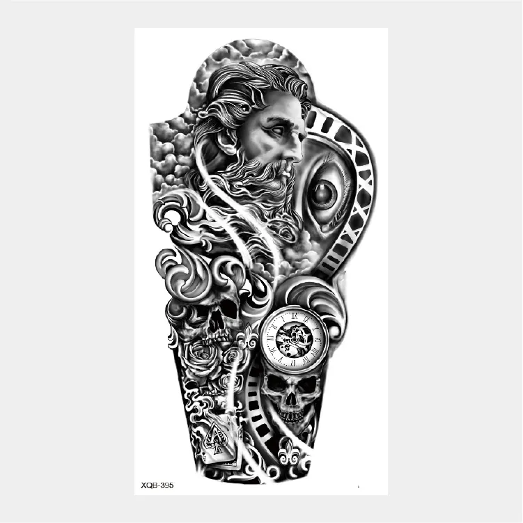 Sdrawing Temporary Tattoo Stickers Animal Tiger Lion Wolf Head Domineering Half Arm Big Picture Water Transfer Tatto Sticker