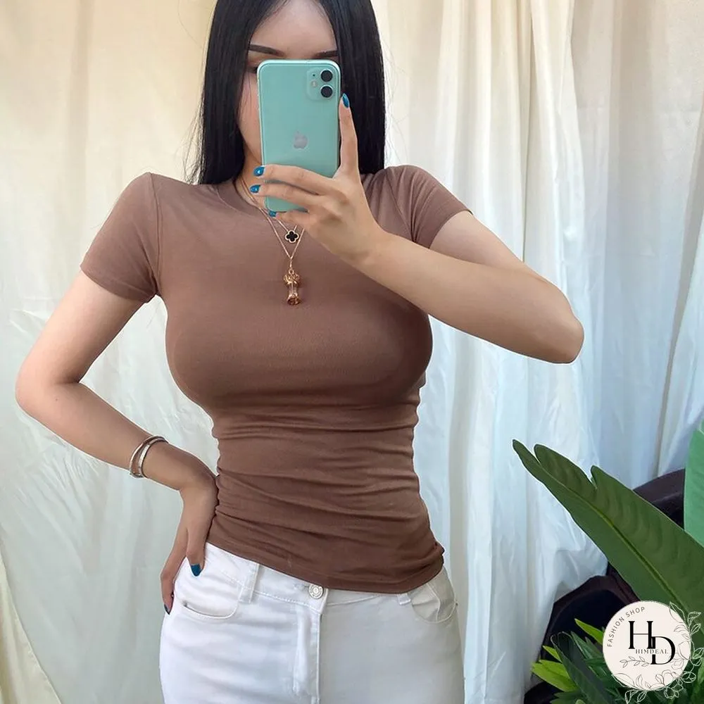 Aossviao Summer Character T-Shirts Fashion Girls Tops Short Sleeve Slim T-Shirts Korean Women Cotton Tee Shirt Femme