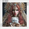 Diamond Painting-DIY Crystal Rhinestone Girl and Cat