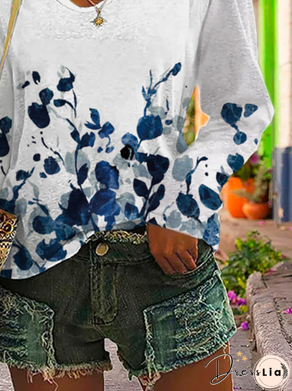 Floral Casual V Neck T-Shirt