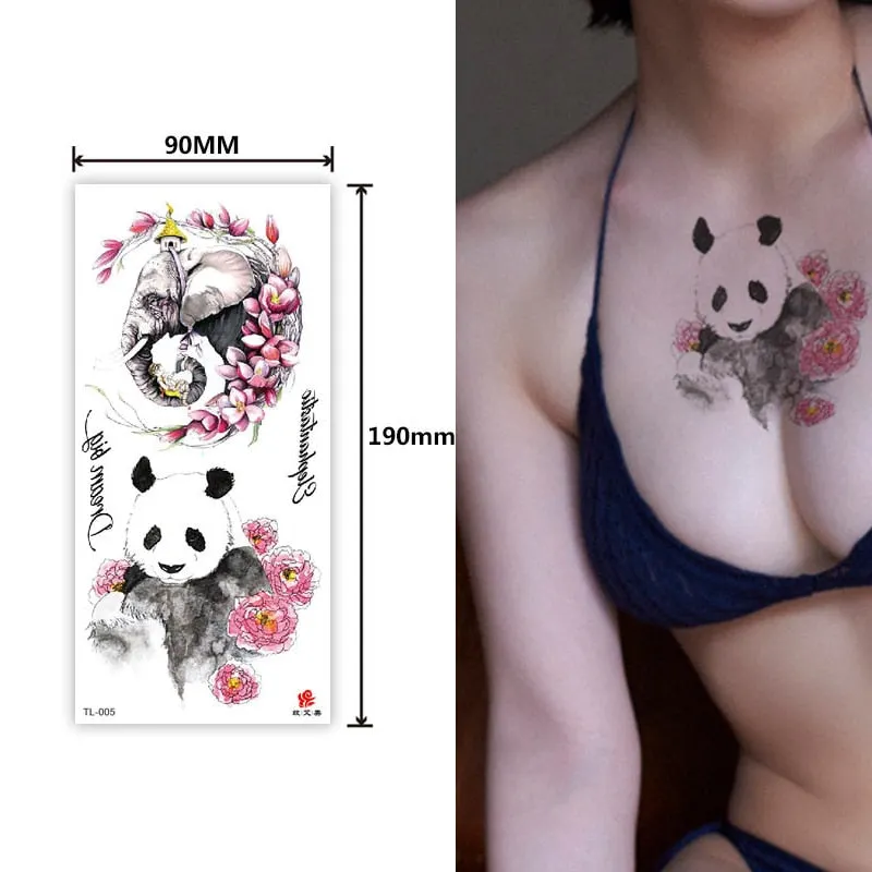 1~8 pieces of animal plants wolf bear bird art tattoo stickers disposable waterproof temporary tattoo stickers for men and women